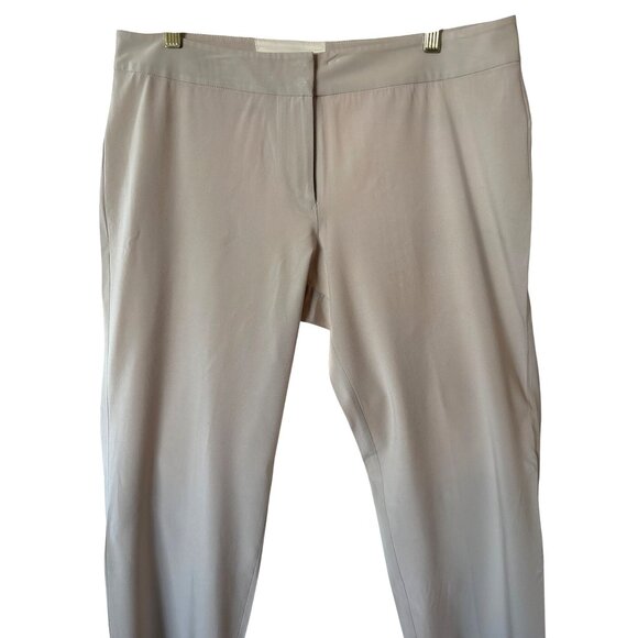 Eileen Fisher Khaki Pants Size Medium Stretch Straight Leg Dress Classic Neutral - Picture 2 of 9